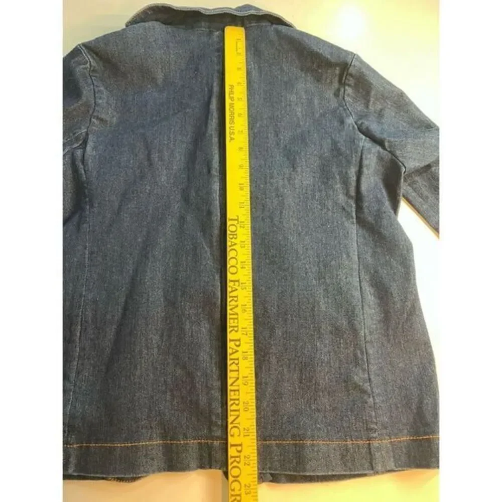 37 orchard Womens Blazer Size S Small Dark Wash Blue‎ Denim NWT One Button Sharp